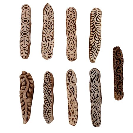 Set of 9 Piece New Mix Wooden Printing Blocks